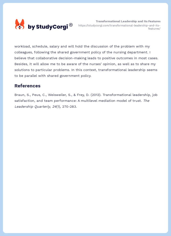 Transformational Leadership and Its Features. Page 2