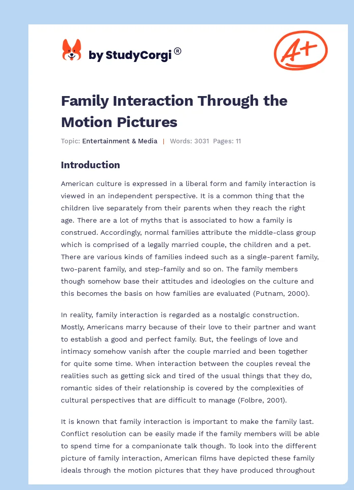Family Interaction Through the Motion Pictures. Page 1