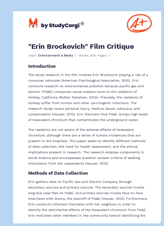 "Erin Brockovich" Film Critique. Page 1