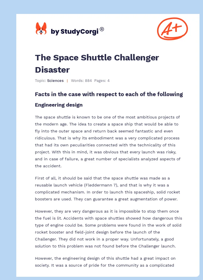 The Space Shuttle Challenger Disaster. Page 1