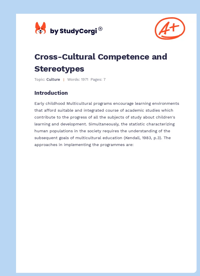 Cross-Cultural Competence and Stereotypes. Page 1