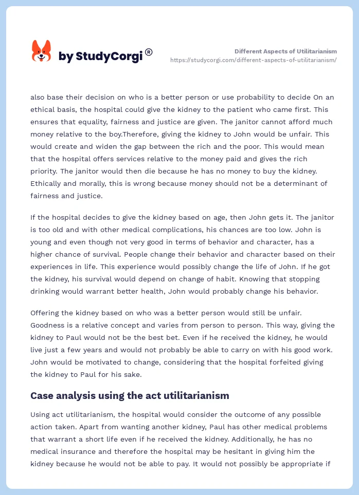 Different Aspects of Utilitarianism. Page 2