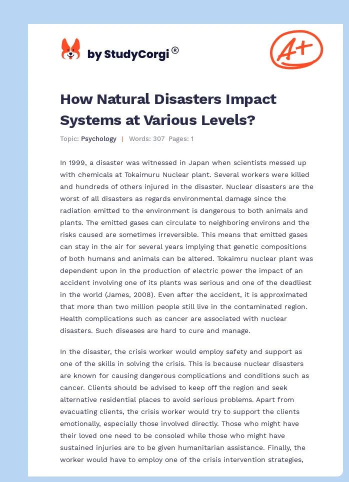 How Natural Disasters Impact Systems at Various Levels?. Page 1