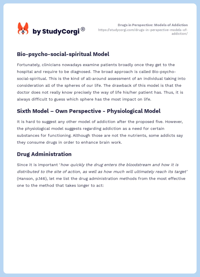 Drugs in Perspective: Models of Addiction. Page 2