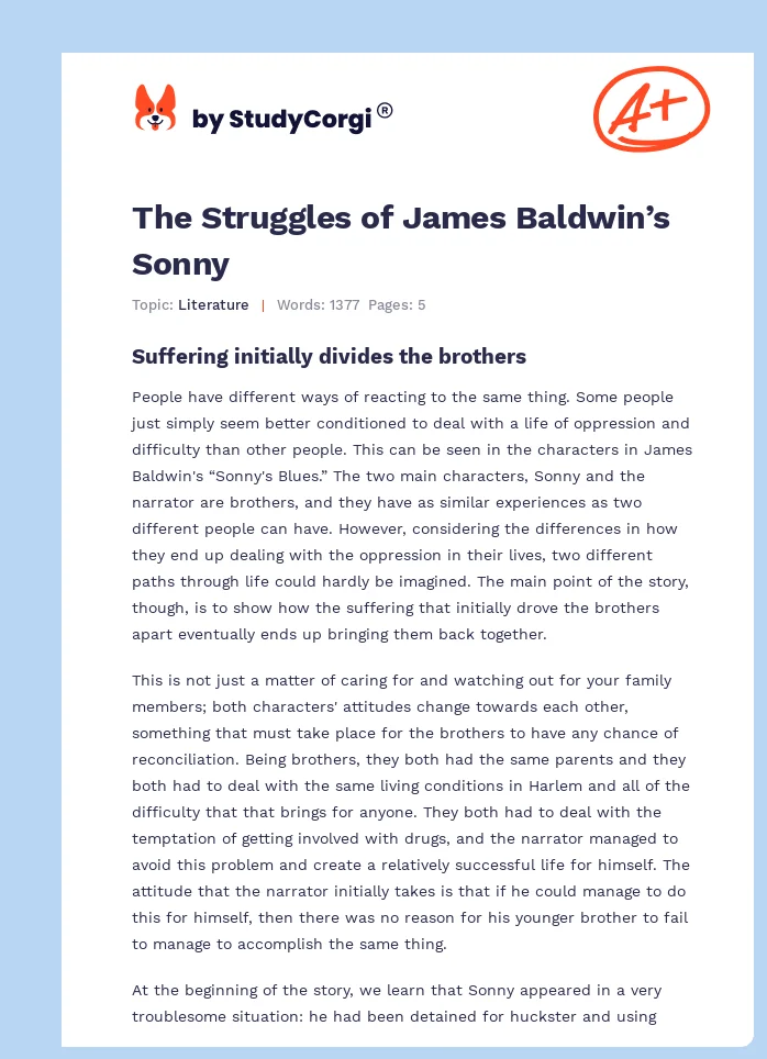 The Struggles of James Baldwin’s Sonny. Page 1