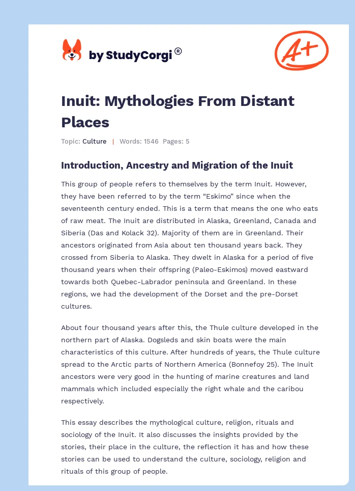 Inuit: Mythologies From Distant Places. Page 1