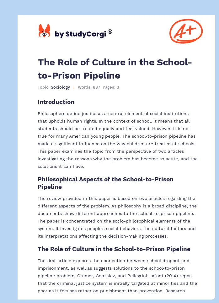 The Role of Culture in the School-to-Prison Pipeline. Page 1