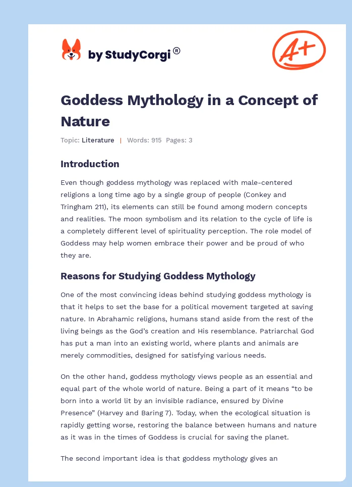 Goddess Mythology in a Concept of Nature. Page 1