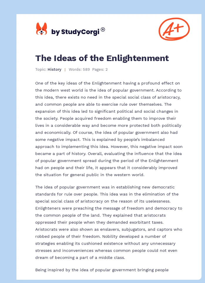 The Ideas of the Enlightenment. Page 1