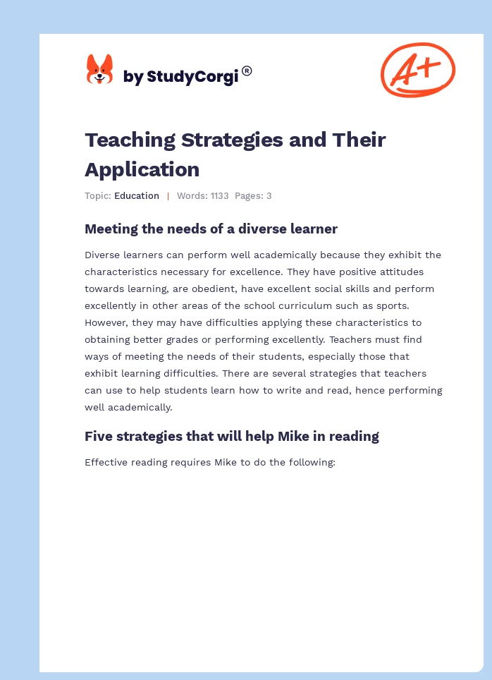 Teaching Strategies and Their Application. Page 1