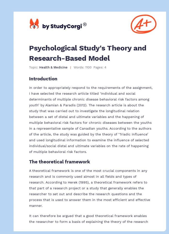 Psychological Study's Theory and Research-Based Model. Page 1