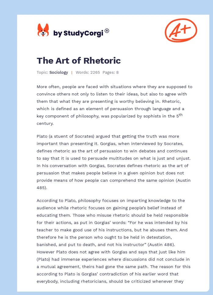 The Art of Rhetoric. Page 1