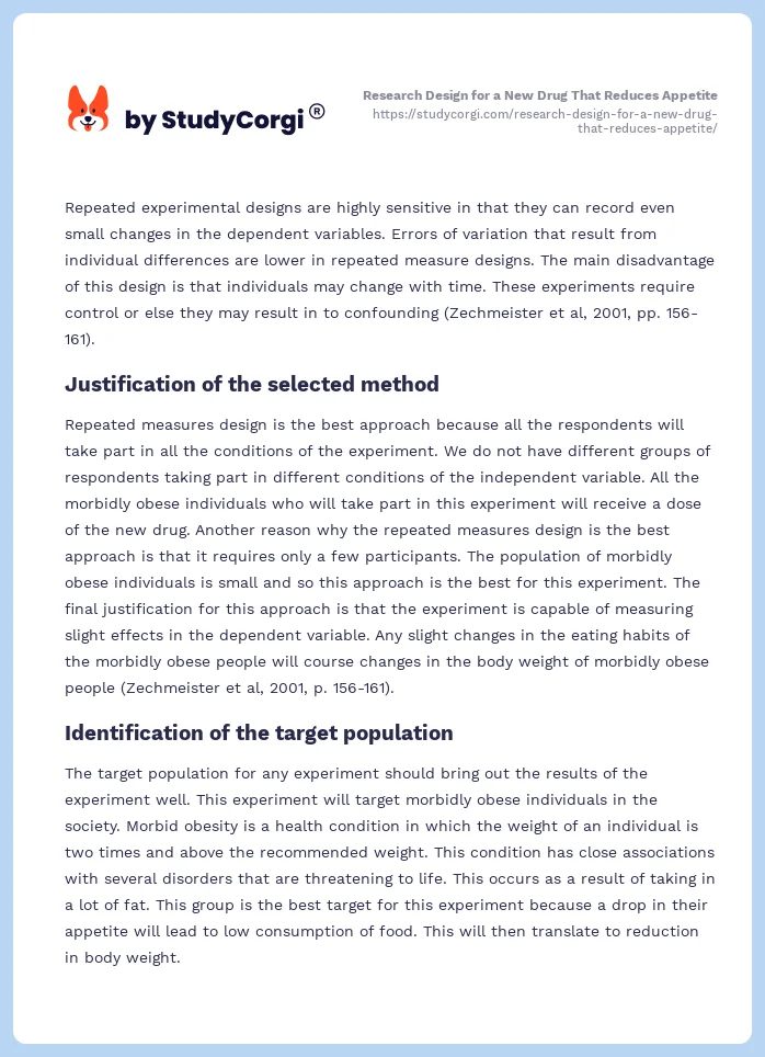 Research Design for a New Drug That Reduces Appetite. Page 2