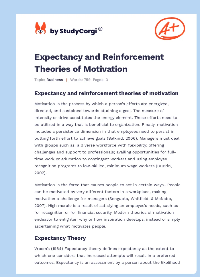 Expectancy and Reinforcement Theories of Motivation. Page 1