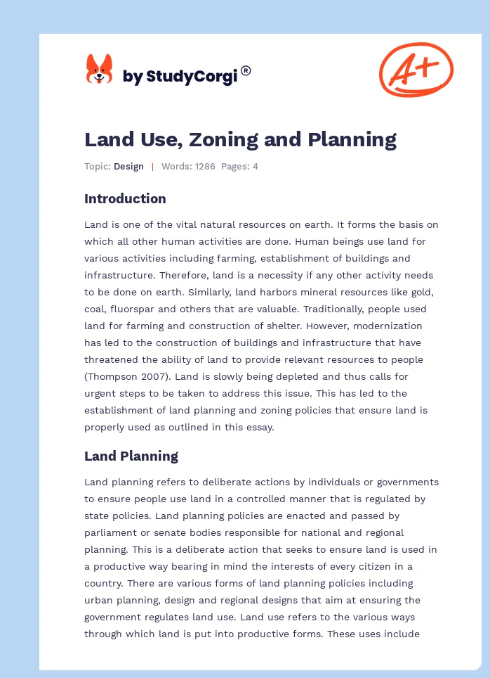 Land Use, Zoning and Planning. Page 1