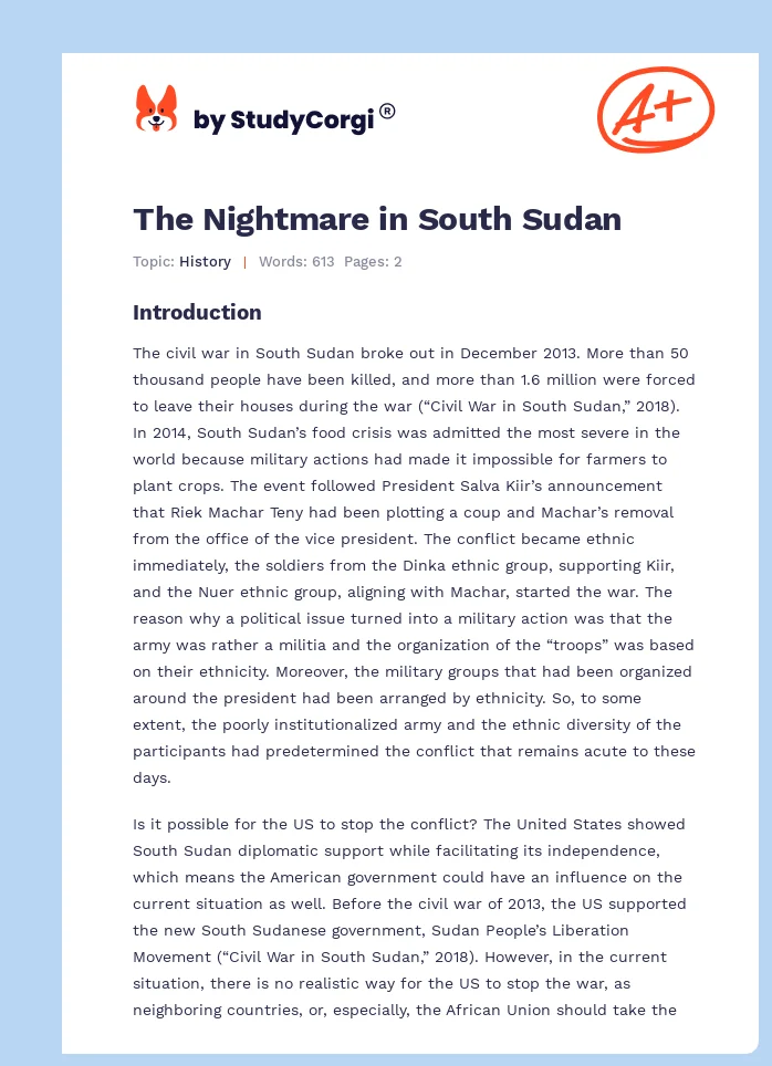 The Nightmare in South Sudan. Page 1