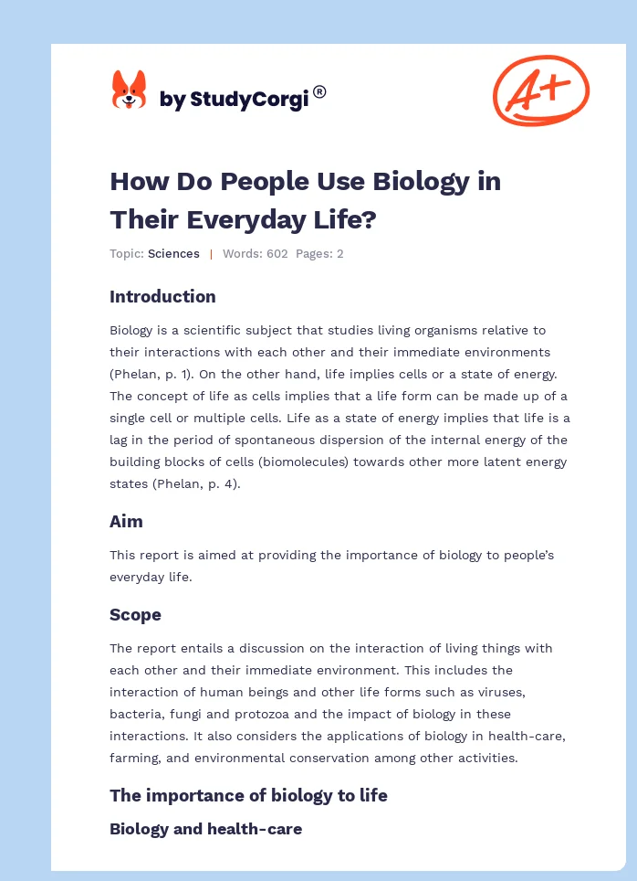 How Do People Use Biology in Their Everyday Life?. Page 1