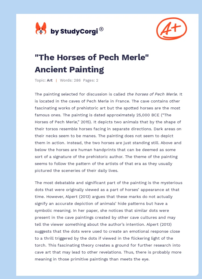 "The Horses of Pech Merle" Ancient Painting. Page 1