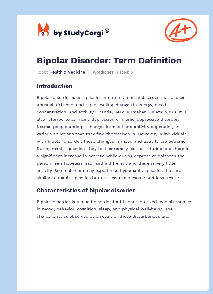 Bipolar Disorder: Term Definition. Page 1