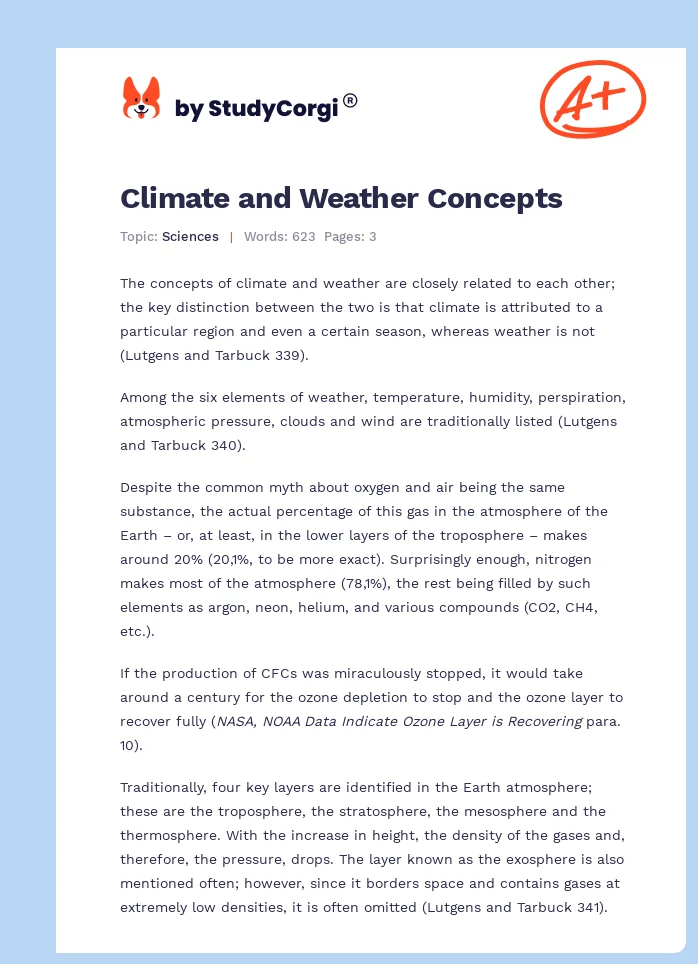 Climate and Weather Concepts. Page 1