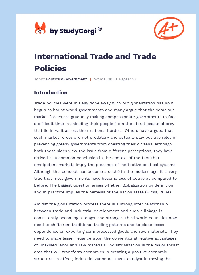 International Trade and Trade Policies. Page 1