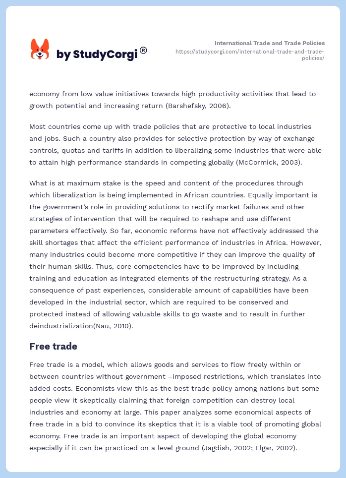 International Trade and Trade Policies. Page 2