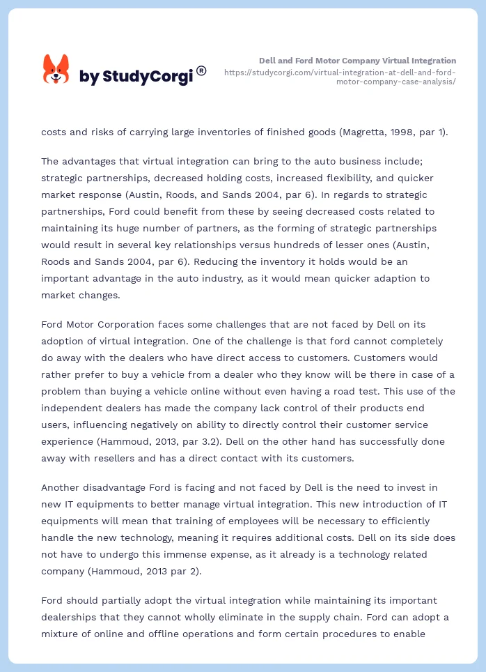 Dell and Ford Motor Company Virtual Integration. Page 2