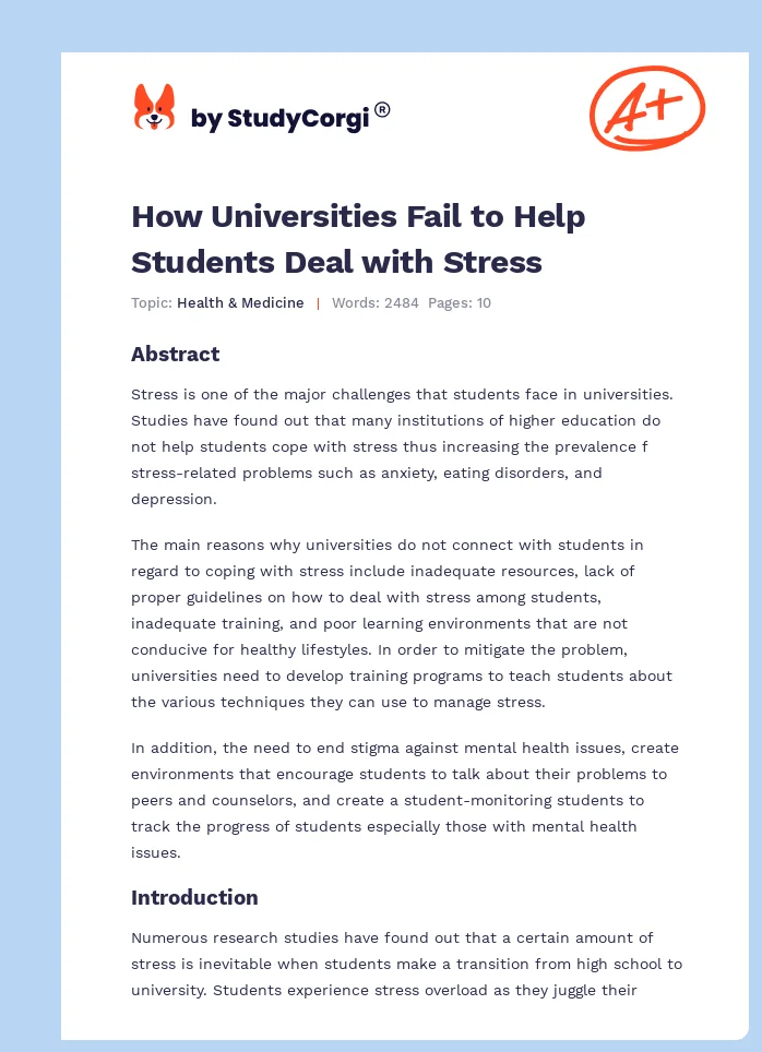 How Universities Fail to Help Students Deal with Stress. Page 1
