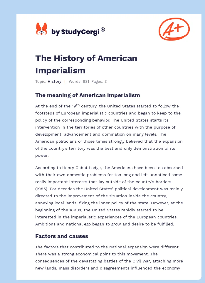 The History of American Imperialism. Page 1