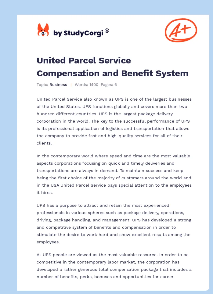 United Parcel Service Compensation and Benefit System. Page 1