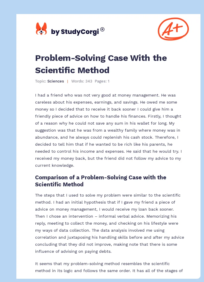 Problem-Solving Case With the Scientific Method. Page 1