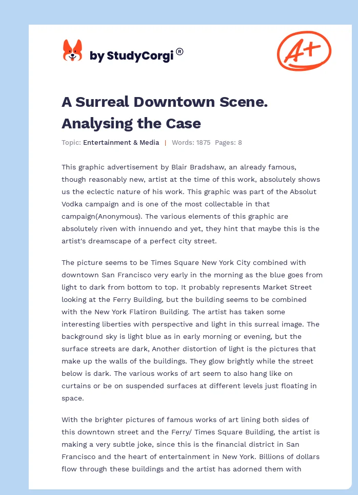 A Surreal Downtown Scene. Analysing the Case. Page 1
