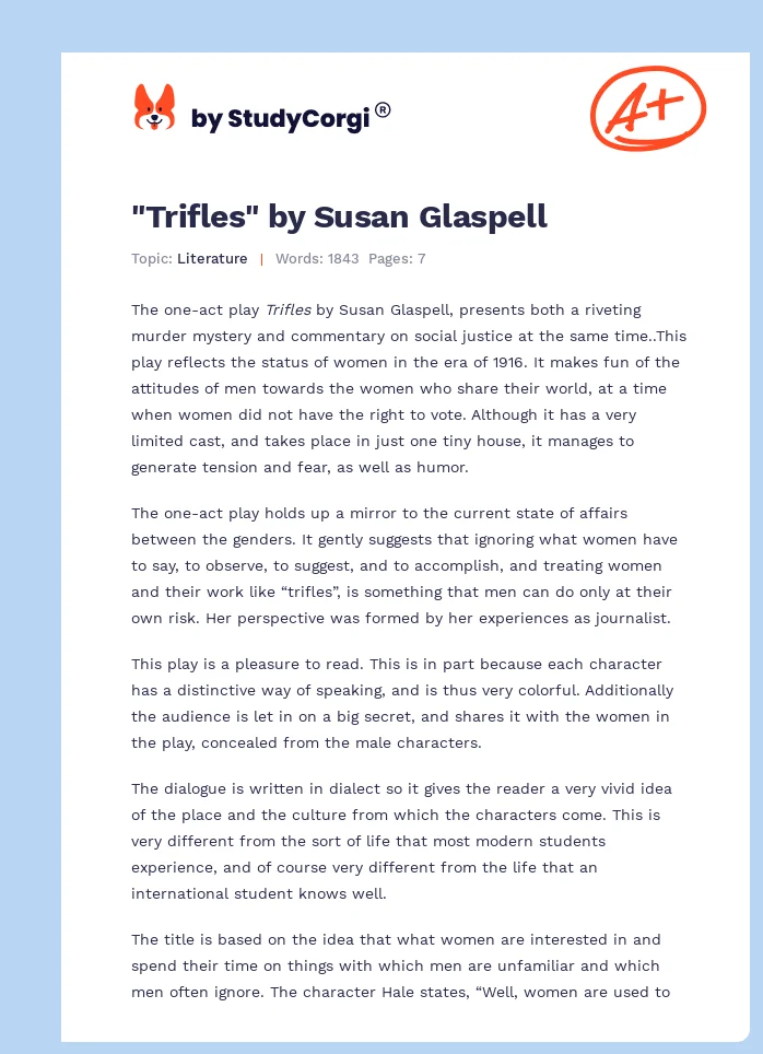 "Trifles" by Susan Glaspell. Page 1