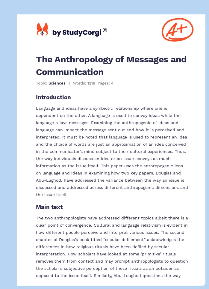The Anthropology of Messages and Communication. Page 1