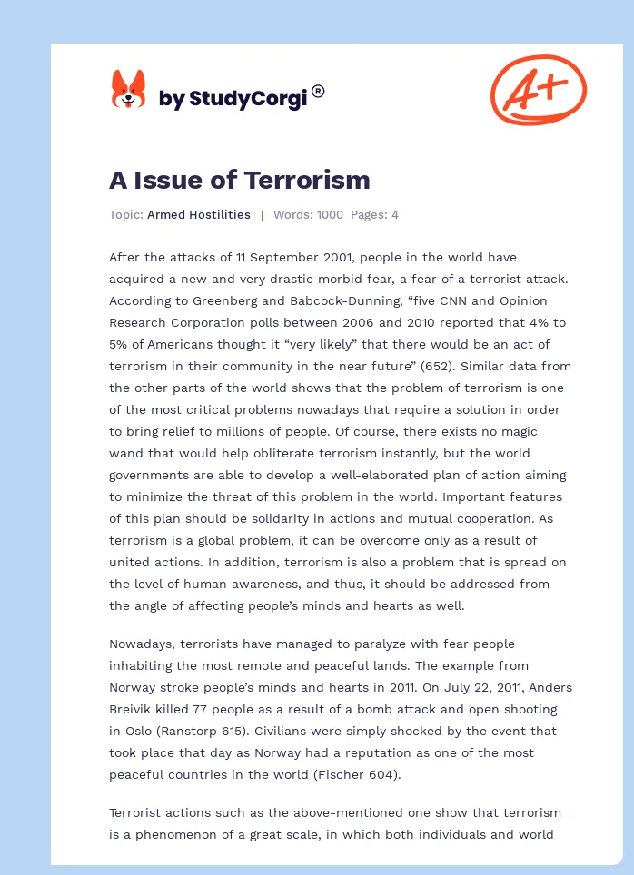 A Issue of Terrorism. Page 1