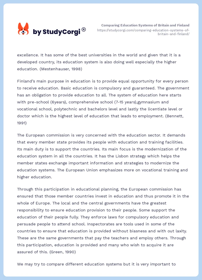 Comparing Education Systems of Britain and Finland. Page 2