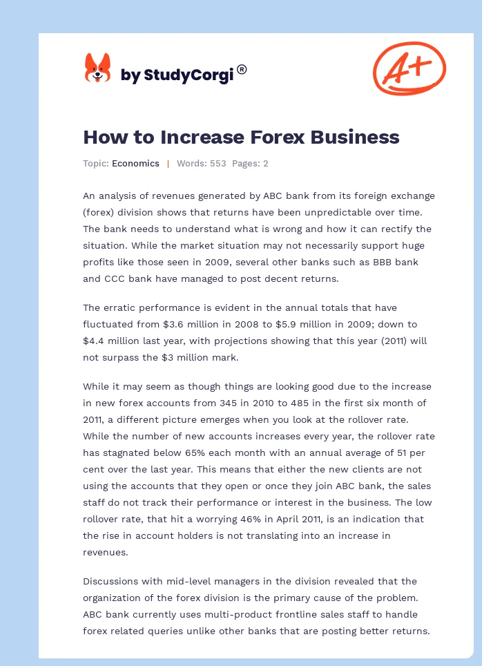How to Increase Forex Business. Page 1