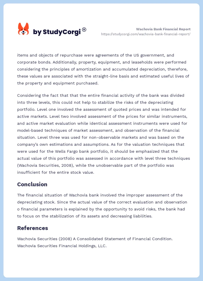 Wachovia Bank Financial Report. Page 2
