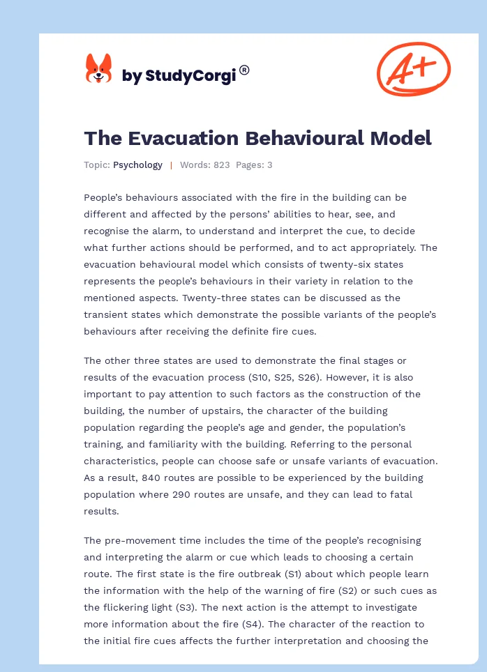 The Evacuation Behavioural Model. Page 1