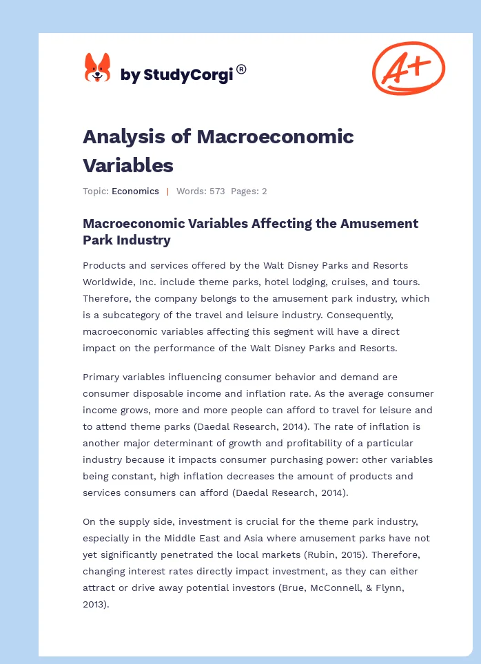 Analysis of Macroeconomic Variables. Page 1