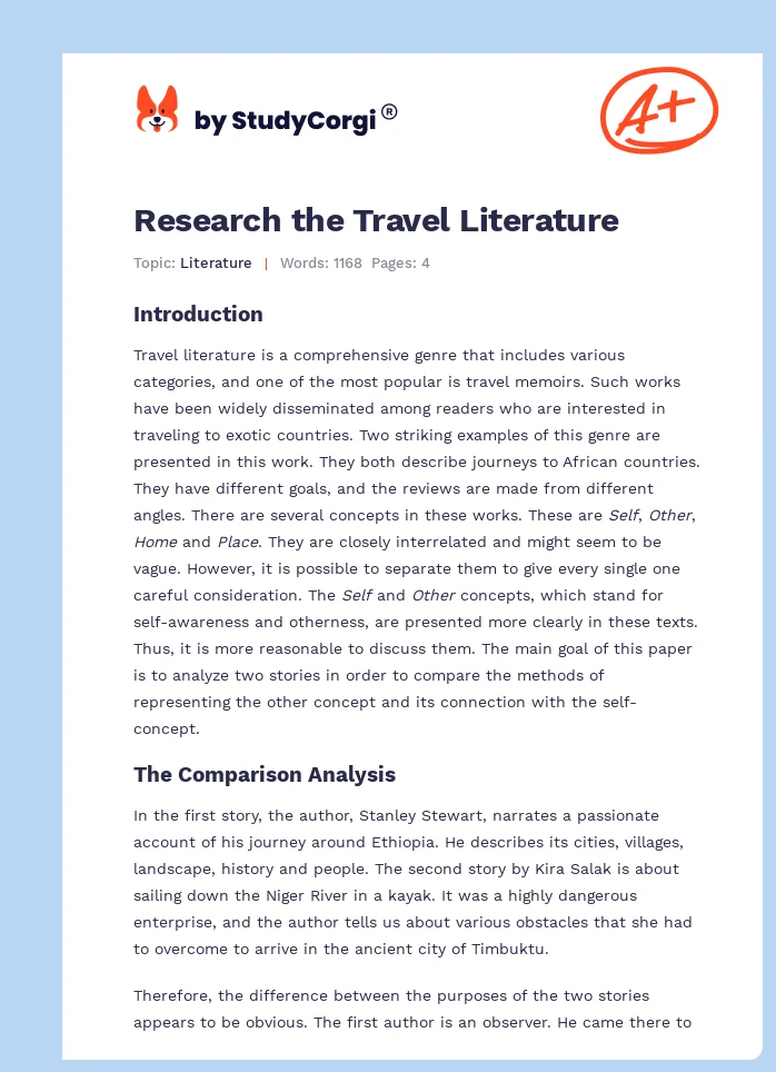 Research the Travel Literature. Page 1
