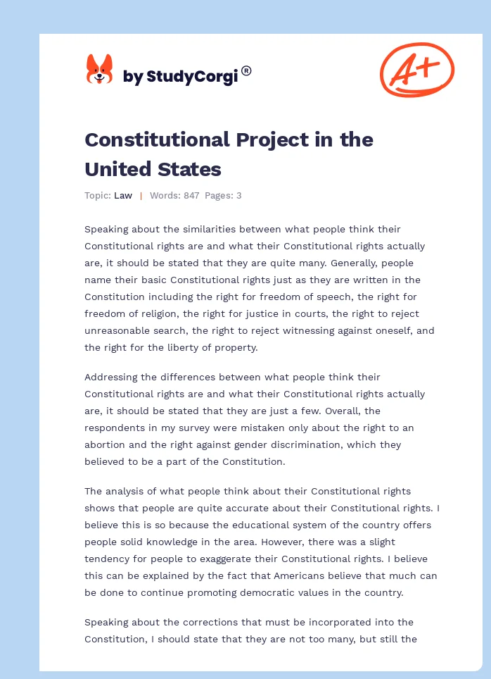 Constitutional Project in the United States. Page 1