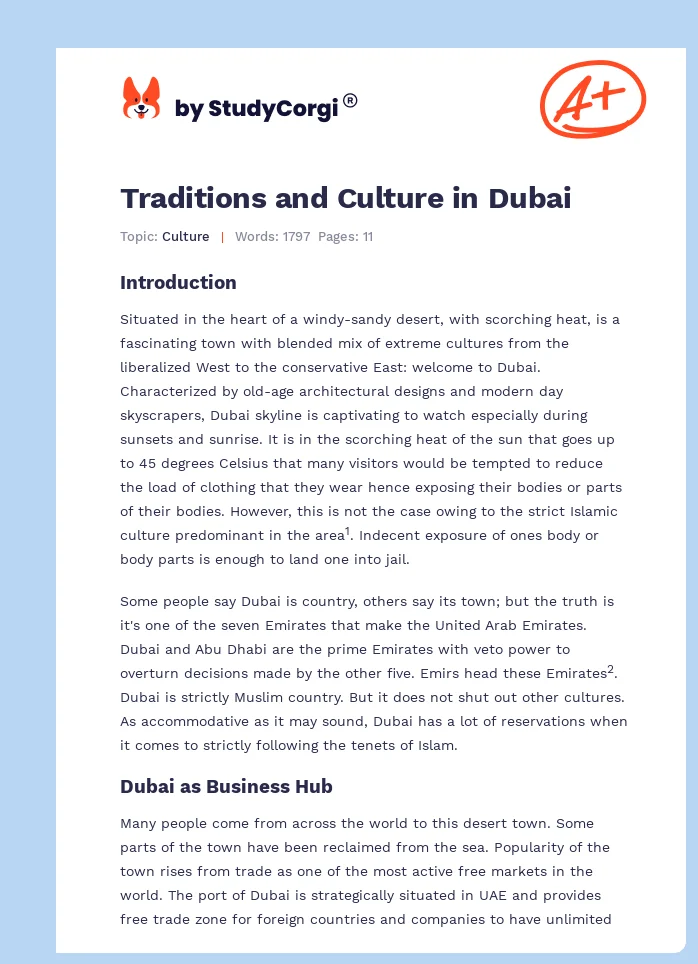 Traditions and Culture in Dubai. Page 1
