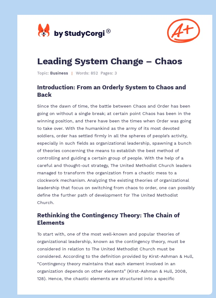 Leading System Change – Chaos. Page 1