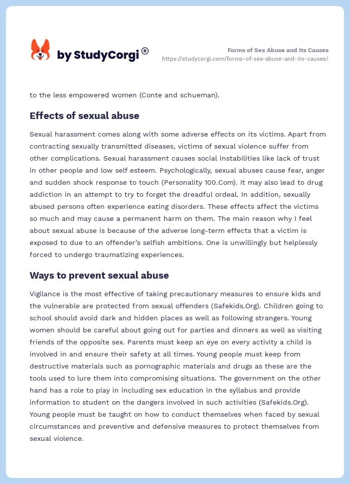 Forms of Sex Abuse and Its Causes. Page 2