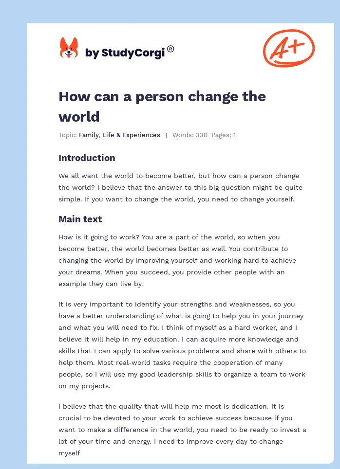 How can a person change the world. Page 1