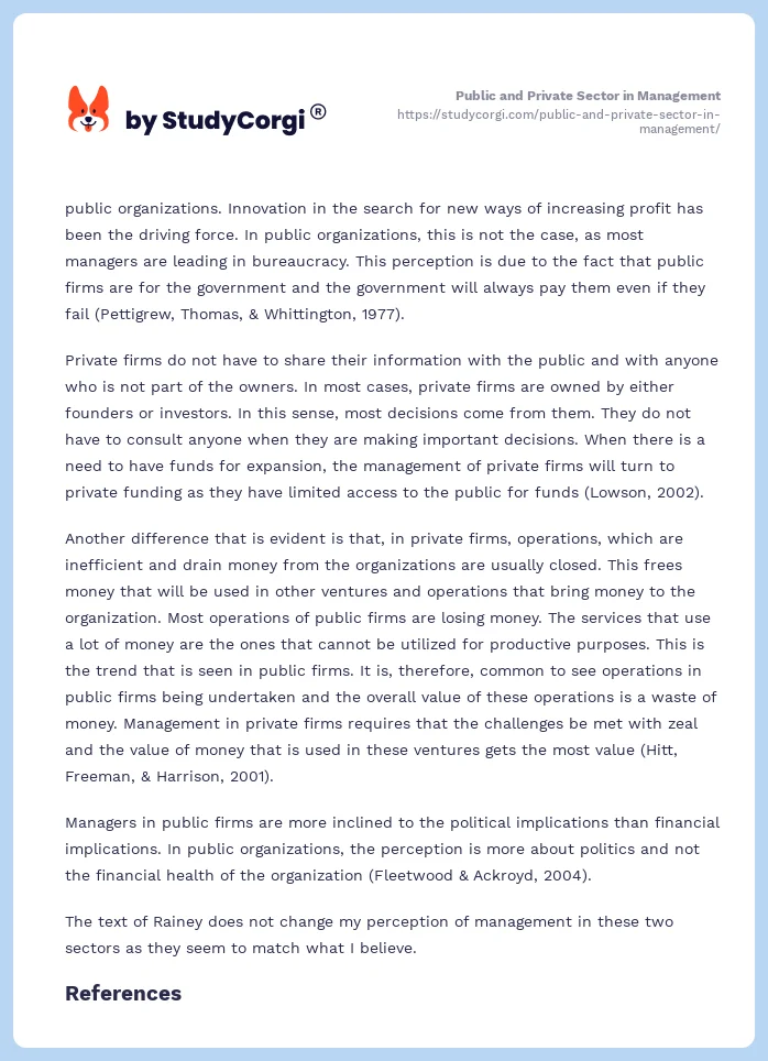 Public and Private Sector in Management. Page 2
