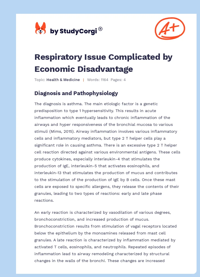 Respiratory Issue Complicated by Economic Disadvantage. Page 1