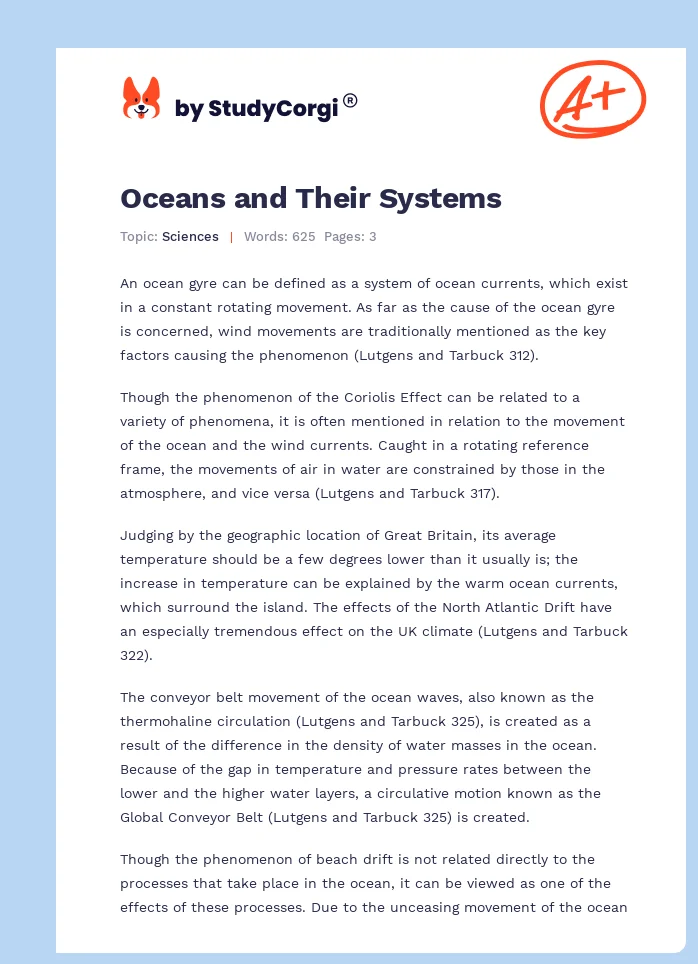 Oceans and Their Systems. Page 1