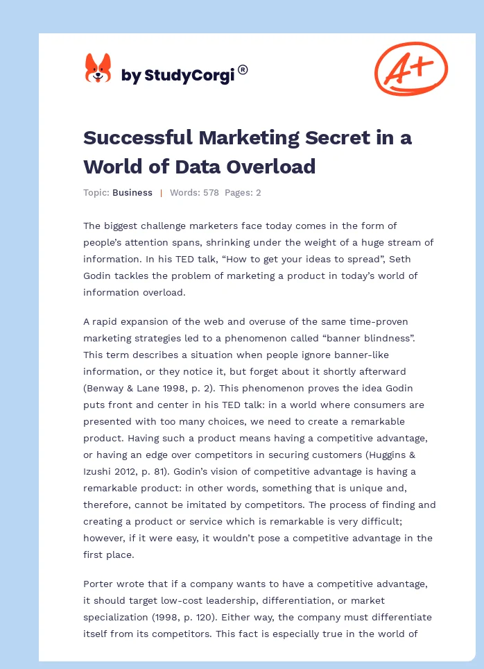 Successful Marketing Secret in a World of Data Overload. Page 1